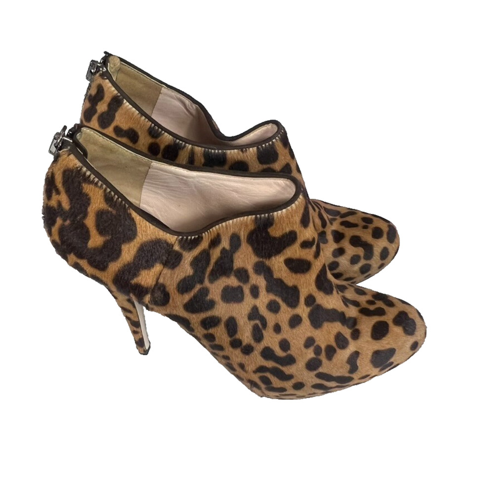 Miu Miu Booties Women's 9 Stiletto Heeled Leopard Pony Hair Leather Lined